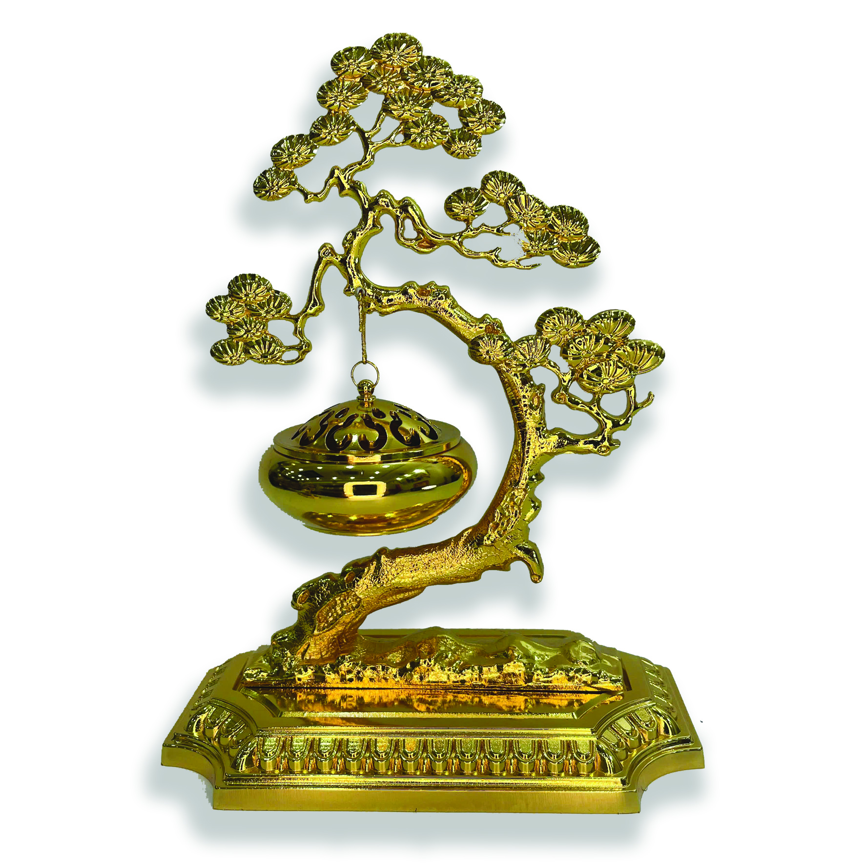 Cành Tùng Treo Trầm Mạ Vàng (cỡ nhỏ)